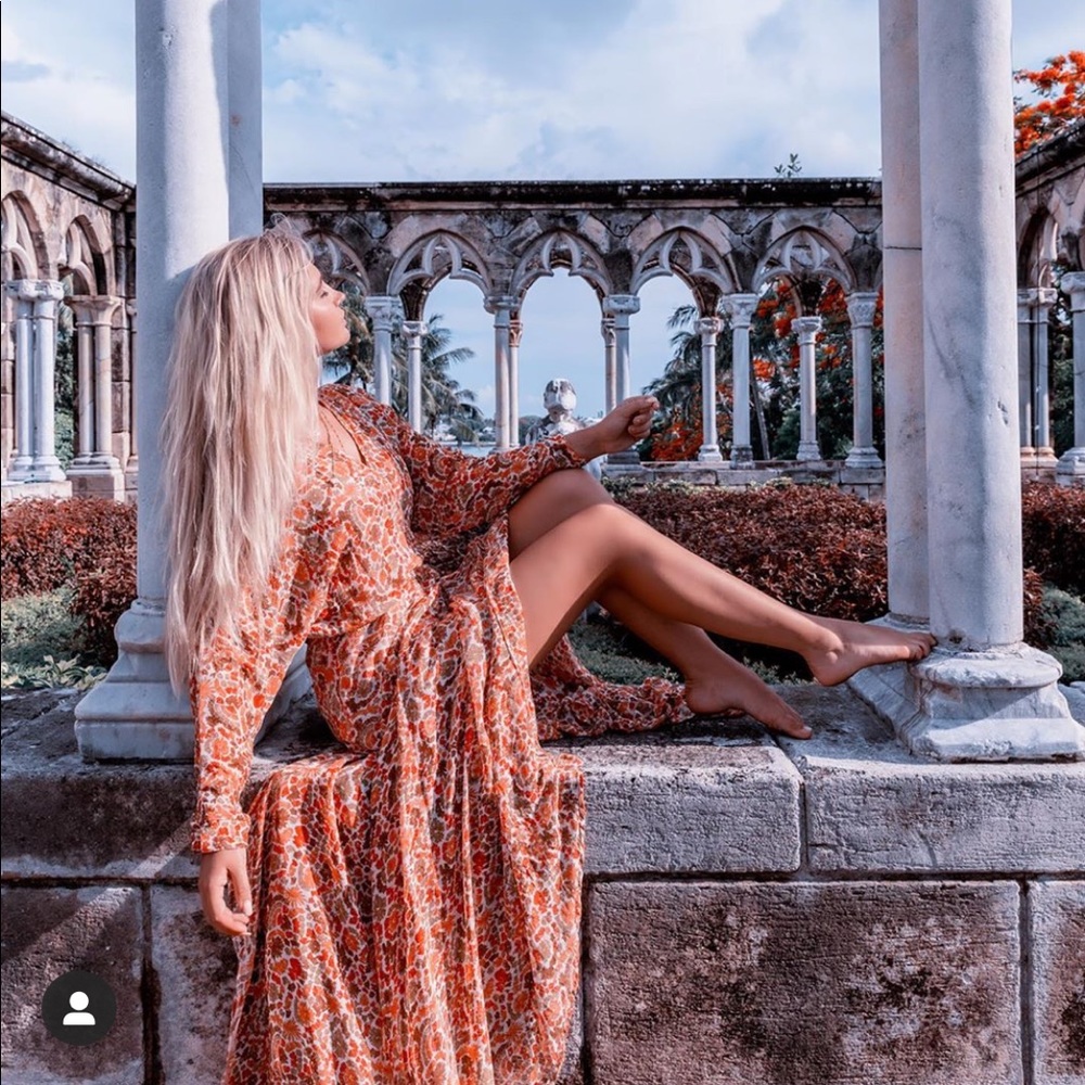 Long floral chiffon dress